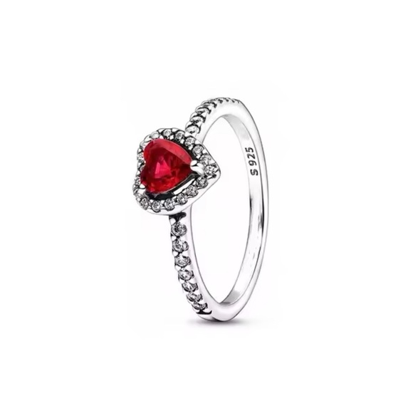 Heart-Shaped Red Gemstone Silver Ring size 8 - Picture 2 of 8